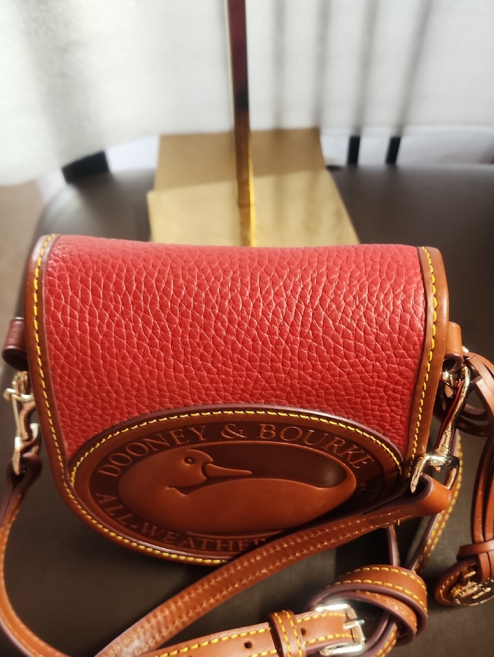 Dooney & Bourke Red Pebbled Leather Crossbody Saddle Bag Like New - Picture 4 of 16